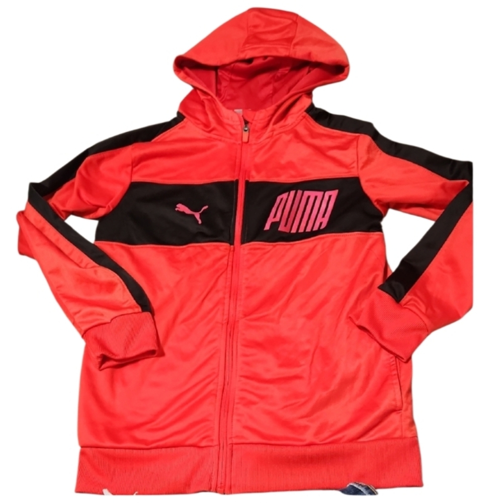 Puma Kids Red and Black Hoodie Lg 14/16